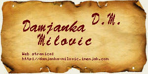 Damjanka Milović vizit kartica